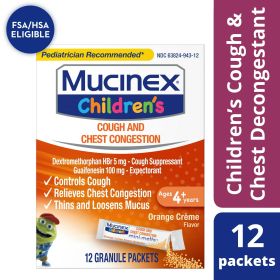 Mucinex Children's Cough Medicine & Expectorant for Kids, OTC Relief, Orange Crème Flavor Mini-Melts, 12 ct