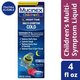 Mucinex Children's Night Time Cold Medicine, Multi-Symptom Relief, Mixed Berry, 4 fl oz (Brand: Mucinex)